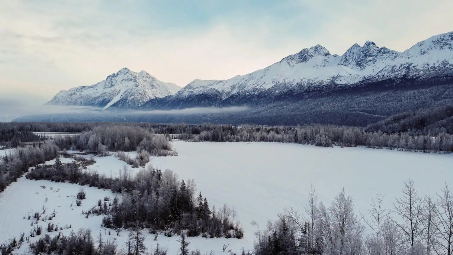 Reflections Lake Winter and Chugach Mountains Alaska