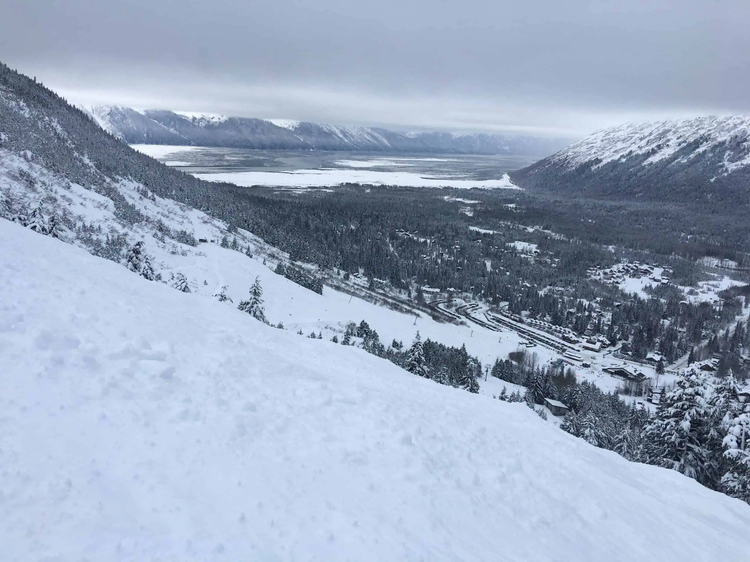 Girdwood Alyeska Resort view from mountain winter Alaska