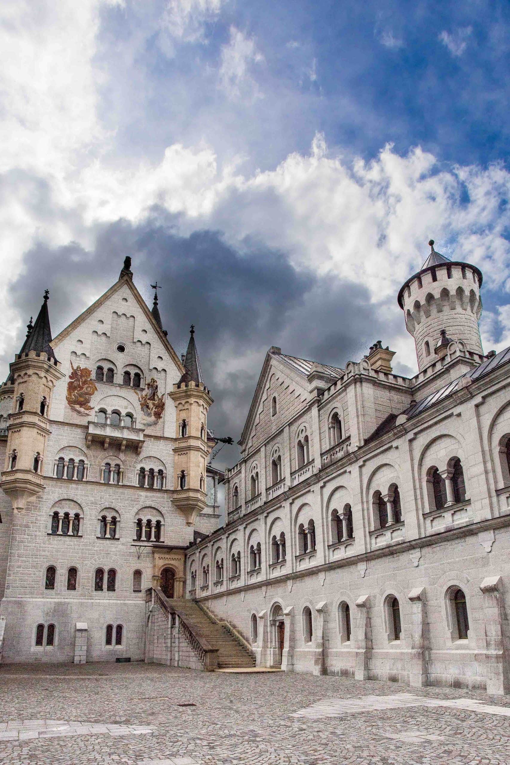 Inside Neuschwanstein Courtyard summer moody clouds