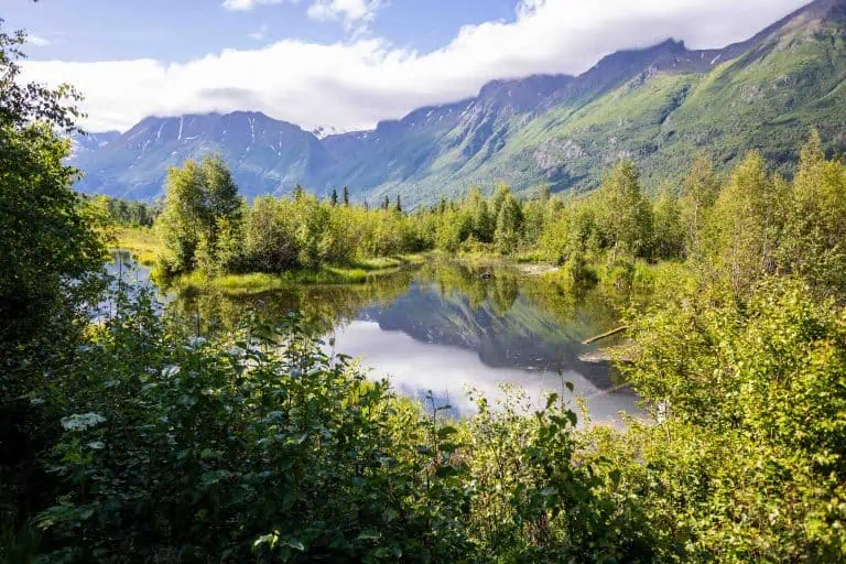 eagle river nature center view from viewing platform summer sunny day reflections pretty mountains...