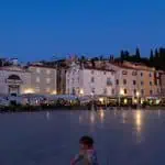 tartini square piran slovenia at dusk blue hour empty